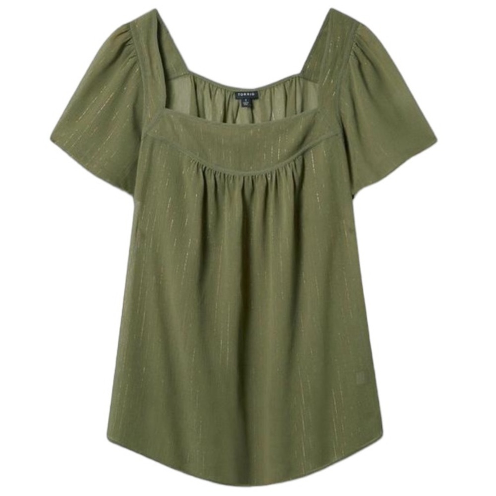 Torrid Crinkle Chiffon Flutter Sleeve Top Size 2